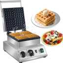 Commercial Waffle Maker, 1600W square Waffle Iron, Non-Stick Belgian Waffle Baker Machine With Temp Range and Time Control, Teflon-Coated Baking Pan Stainless Steel Body