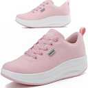 RUIDENG Walking Shoes for Women Air Cushion Nurse Slip Resistant Work Running Sneakers Platform Sneakers Comfortable Rocker Thick-Soled Weight Light Size 7,5