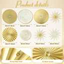 Lingvee 8 Pcs Gold Wall Decor Modern Metal Decor Metal Starbursts Radial Plate Art Hanging Decorative Wall Decorations for Home Bedroom Bathroom Living Room Office Sculpture (Gold, White)