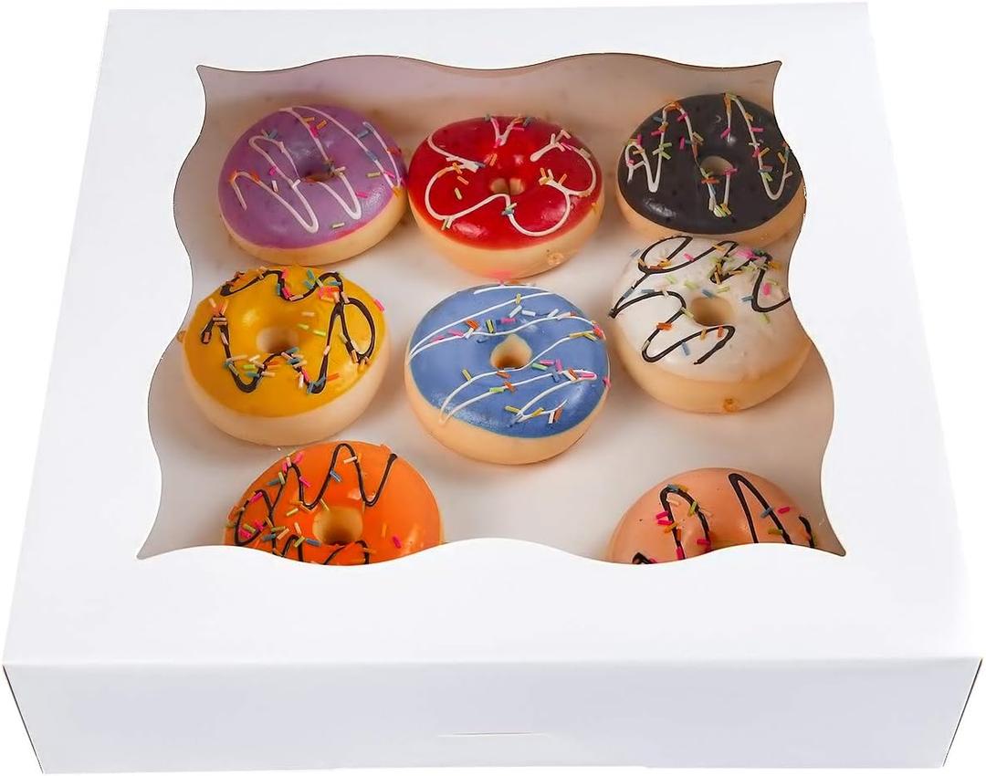 CHERRY 12"x12"x3"White Bakery Boxes with PVC Window for Pie and Cookies Boxes Large Natural Kraft Paper Box, Pack of 12