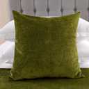 AMBERIS 2 Pillowcases (4545cm)(Without Insert) Green, Chenille Soft No Fading Modern 2 Pillowcases (Without Insert) (17.7" x 17.7" (Pack of 2))