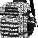 25L Tactical Backpack Military Tactical Backpack for Men and Women Small Assault Pack Outdoor Travel Hiking Camping Rucksack with Molle Webbing (White Leopard)