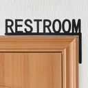 Amabro Restroom Door Sign Bathroom Topper Wooden Toilet Wall Sign for Home | Minimalist Black Right Corner Restroom Door Topper Sign Easy Mount Toilet Bathroom Door Sign Household Restroom Decor