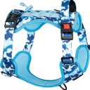 PHOEPET No Pull Tactical Dog Harness,Service Dog Vest with Molle & Loop Panels,Easy Control with Handle for Large Dogs(Ocean Blue,XL)