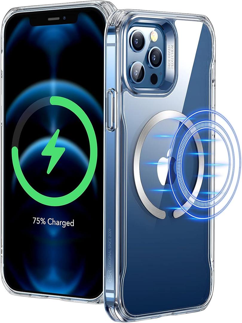 ESR for iPhone 12 Pro Max Case, Magsafe Phone Case Compatible with iPhone 12 Pro Max with HaloLock Magnetic Wireless Charging, Scratch Resistant Back, Grippy Protective Frame, Clear
