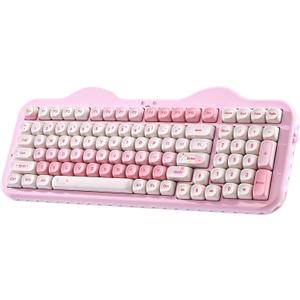 YUNZII C98 Wireless Mechanical Keyboard with Number Pad,99 Key BT5.0/2.4G/USB-C Hot Swap Gasket Mount with PBT MOA Keycaps,Custom RGB,Cute Cake Keyboard for Win/Mac (Pink, Candy Linear Switch)