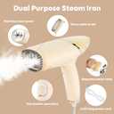 Portable Steamer for Clothes, 25s Fast Heat-up, 1000W Travel Steam Iron Wrinkles Remover with Brush, Foldable Garment Steamer 100ml Water Tank for Home Travel Office (120V Only)