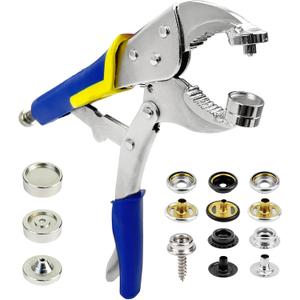 Snap Fastener Tool,Snap Tool for Boat Covers, Heavy Duty Snap Setter Pliers Canvas Snap Fasteners Kit Includes 60 Sets 15mm Stainless Snaps (Blue)