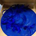 dressfan Fascinator Hats for Women,Linen Vintage Feather Headwear for Derby/Church/Wedding/Cocktail/Tea Party (Blue, M)