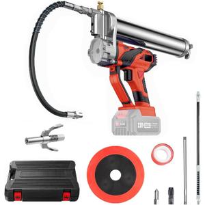Lithium Battery Grease Gun Cordless Suitable for Milwaukee 18V Battery (NO Battery) with 18” Spring Flex Hose, 10000 PSI High Pressure Quick Release Grease (for Milwaukee M18 Battery)