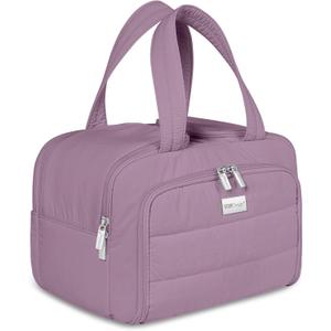 TOPDesign Travel Toiletry Bag for Women, Puffer Large Toiletry Bag, Lightweight Cosmetic Makeup Organizer with Handle for Traveling, Accessories, Essentials, Toiletries (Purple)