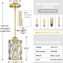 2 Pack 1 Light Hanging Kitchen Island Modern Concise 5.3" Crystal Pendant Light Fixture,Crystal Metal Chandelier Shade Gold Finish for Bar,Dining Room,Living Room Over Sink