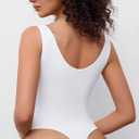 Avidlove Women's Sexy Plunge Deep V Neck Bodysuit Double Lined Sleeveless Thong Body Suit Leotard for Going Out Tank (White, L)