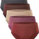 BAMBOO COOL Womens Underwear, Moisture-Wicking Briefs, Soft and Breathable Panties, Mid Waist, 5-Pack, XL