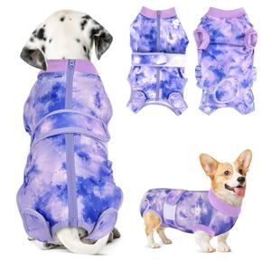 Lukovee Recovery Suit for Dogs, Zipper On Recovery Suit for Female Male Dog, Onesie Abdominal Wounds Cone E-Collar Alternative Prevent Licking Spay Recovery Suit (XXL,TPU)