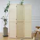 Furnnylane 3 Panel Room Divider and Folding Screen Divider,Two in One Detachable and Foldable Panel Divider for Room Separation,Beige,67" H x 46" W