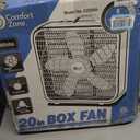 Comfort Zone Box Fan with Carry Handle, 20 inch, 3 Speed Full-Force Air Circulation Window Fan, Bedroom Floor Fan with 5 Blades, White Noise Cooling Fan, White