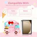 VOFUOE for Samsung Galaxy Tab A11 Plus Case 2025, Galaxy Tab A9 Plus Case 2023 11 Inch for Kids Girls Dessert House Design with Shoulder Straps 360 Rotating Stand Soft Silicone Tablet Cover- Pink