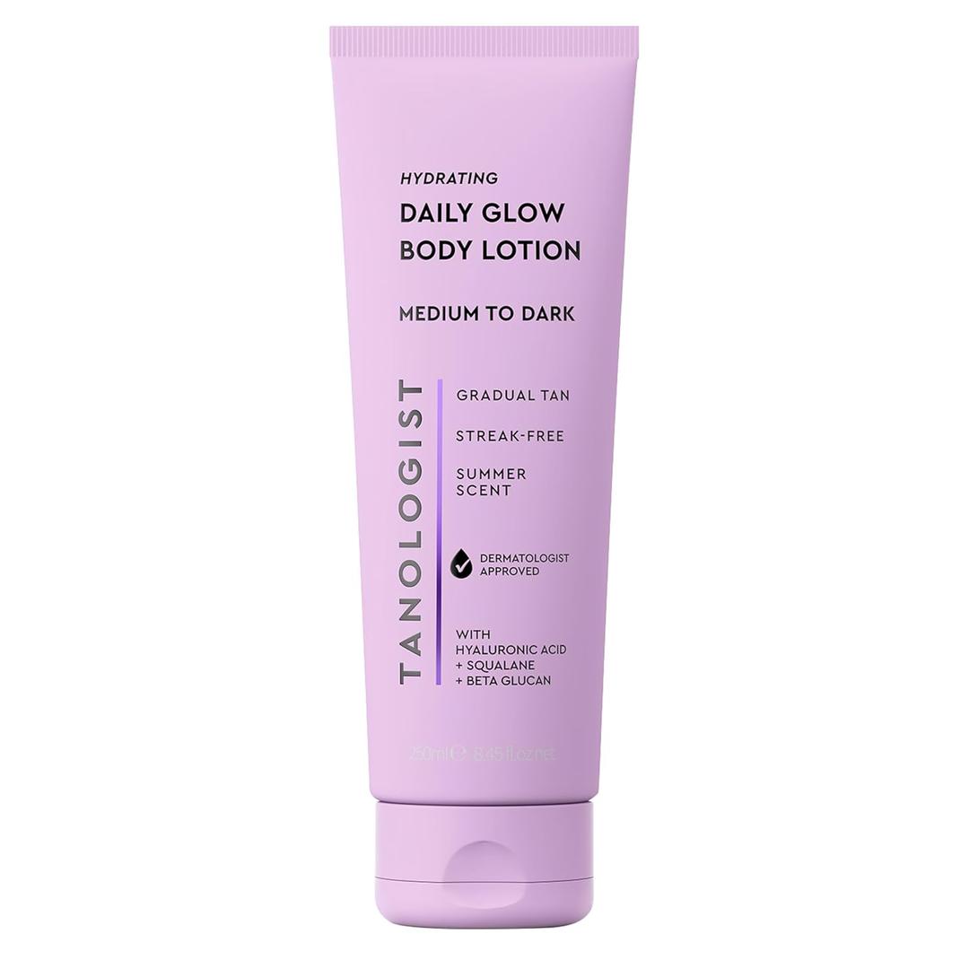 Tanologist Hydrating Daily Glow Body Lotion- Medium/Dark, Buildable & Transfer-Proof Gradual Self Tanner, Summer Fragrance, Natural Not Orange, Lasts 7 Days, Vegan Clean Formula, 8.45 fl oz