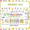 AIBIIN Thank You Volunteers Banner Volunteer Appreciation Decorations Backdrop Happy National Volunteer Week Month Banner Colorful Volunteers Appreciation Decor 70.8 x 43.3 Inch