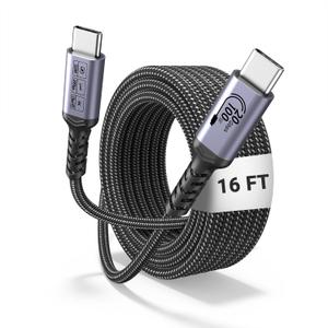 USB C Cable 16ft, 100W Long USB C 3.1 Gen 2 Cable, 20Gbps High Speed Data Transfer, 4K Video Monitor Compatible with iPhone 16/15, MacBook Air/Pro, Samsung Galaxy