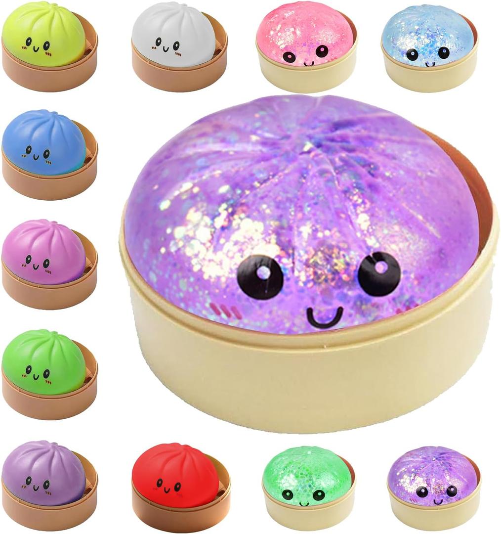 Dumplings Squishy Mystery Mini Dumplings Squishy Stress Balls Fidget Sensory Toy Soft Squeeze Decompression Dough (Purple-A)