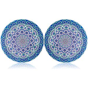 Ceramic Trivet for Hot Pots and Pans, Large Heat Resistant Mats with Cork Base, Trivets for Hot Dishes, Extra Thick, Round 7.9 Inch, Set of 2 (Blue)