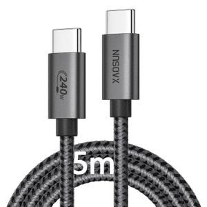 XAOSUN USB C to USB C Cable 16 FT 240W, 5M USB C Charger Cable PD3.1 48V 5A, Braided Fast Charging Type C Cable for iPhone17 16 15, MacBook Air/Pro, iPad Pro, Samsung, Steam Deck, Switch, Laptop