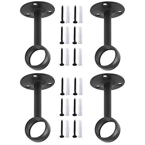 Anndason Curtain Rod Bracket Holders (Ceiling-Mount, 4 PCS, Black)