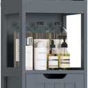 HOMEFORT Bathroom Storage Cabinet, Slim Tall Cabinet, Narrow Floor Cabinet Organizer, Wooden Linen Tower with 2 Drawers and 3 Shelves, Freestanding Storage Cupboard Grey (11.8"D x 11.8"W x 57"H)