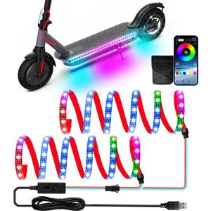 Keiurot Scooter LED Light Strips for Night Riding 5V High Bright Skateboard Lights APP Control RGBIC Waterproof Electric Scooter Accessories 2 in 1 
