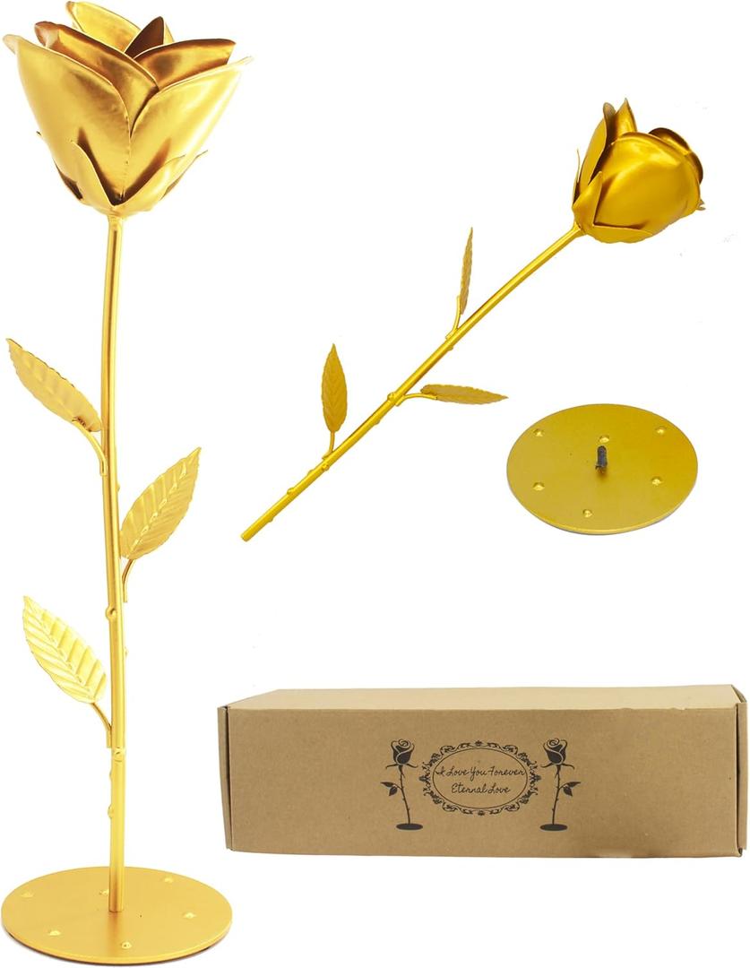 50th Anniversary Gold Gifts Golden Rose Romantic Gifts for Women Gold Table Decor Sweetheart Table Decorations Wedding Regalos para Mujer Gift for Girlfriend Wife Christmas Valentine's Day