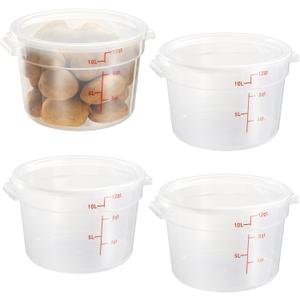 CURTA 12 Quart Translucent Round Food Storage Container with Lid, Pack of 4  NSF Listed, BPA-Free, Commercial-Grade Polypropylene, Freezer & Dishwasher Safe, Non-Stick, Easy-Read Graduations