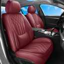 Full Coverage Car Seat Covers Full Set Burgundy, Luxury Leather Waterproof Automotive Seat Covers, Front & Rear Seats Cover Sets Universal Fit for Most Cars SUVs Trucks, Wine Red Seat Covers