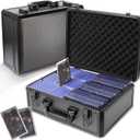 EcoVibe Trading Card Storage Box for 3" X 4" 35PT Toploaders 600+, Toploader Storage Box with 6 Foam Stoppers, Fits Toploader Magnetic Holders MTG Baseball Sports Top Loaders Holder, Black