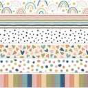 Boho Classroom Bulletin Border Heart Rainbow Polka Dot Border Stickers Boho Colorful Bulletin Board Decorations for Classroom School Office Decor, 82.7 Ft in Total