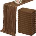 12 Pack Cheesecloth Table Runner 35 x 120 inch Long Boho Cheese Cloth Gauze Table Runners Cream Semi Sheer Table Runner for Wedding Decor, Bridal Shower, Birthday Party (Ivory) | Boho Cheese Cloth Table Runner Long Romantic Semi Sheer Gauze Table Runner for Wedding Decor, Bridal Shower, Birthday Party, Brown