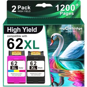 62XL Ink Cartridges Black and Color Replacement for HP Ink 62 for HP 62XL Ink Cartridge Combo Pack HP62 HP62XL for HP ENVY 7640 7645 5660 5540 5640 Officejet 5740 8040 Mobile 200 250 Printer Ink 62 XL
