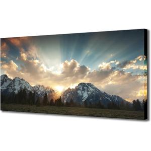 KLVOS Yellowstone National Park Canvas Wall Art Sunrise Moment Famous American Landscape Artwork Large Motivational Living Room Dinning Room Home Wall Decoration Framed and Ready to Hang 24"x48"