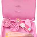 4-Pack Grinder And Tray Set, Grinder Kit and Accessories for Kitchen Seasonings Spice Tools(Pink)