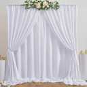 20ft x 10ft White Backdrop Curtain Panels for Parties, Thick Wrinkle Resistant 4 Panels Polyester Wedding Backdrop Drapes for Party Birthday Backdrop Photography Home Decorations