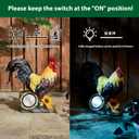 Glitzhome Solar Powered Vibrant Rooster Garden Statue Resin Outdoor Decoration, 13.75" H
