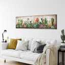 Rustic Succulent Wall Decor Cactus Wall Art Southwestern Arizona Desert Painting Canvas Prints Farmhouse Green Saguaro Picture Boho Tropical Flower Poster Artwork Bedroom Living Room Decoration 14x48"