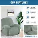 H.VERSAILTEX Recliner Chair Cover Velvet 1-Piece for Large Recliner, Soft Thick Luxury Furniture Protector with Elastic Bottom, Anti-Slip Foams Attached (Sea Grass, Large)
