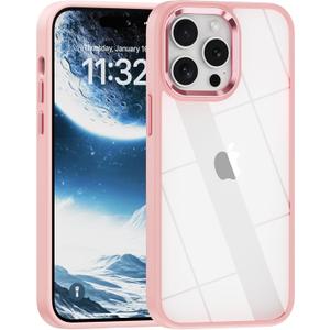 iPhone 13 Pro case,Crystal Clear Hard PC Back +Soft TPU Frame Shockproof Military-Drop Protection,Classic Hybrid Case for iPhone 13 Pro-6.1"Light Pink