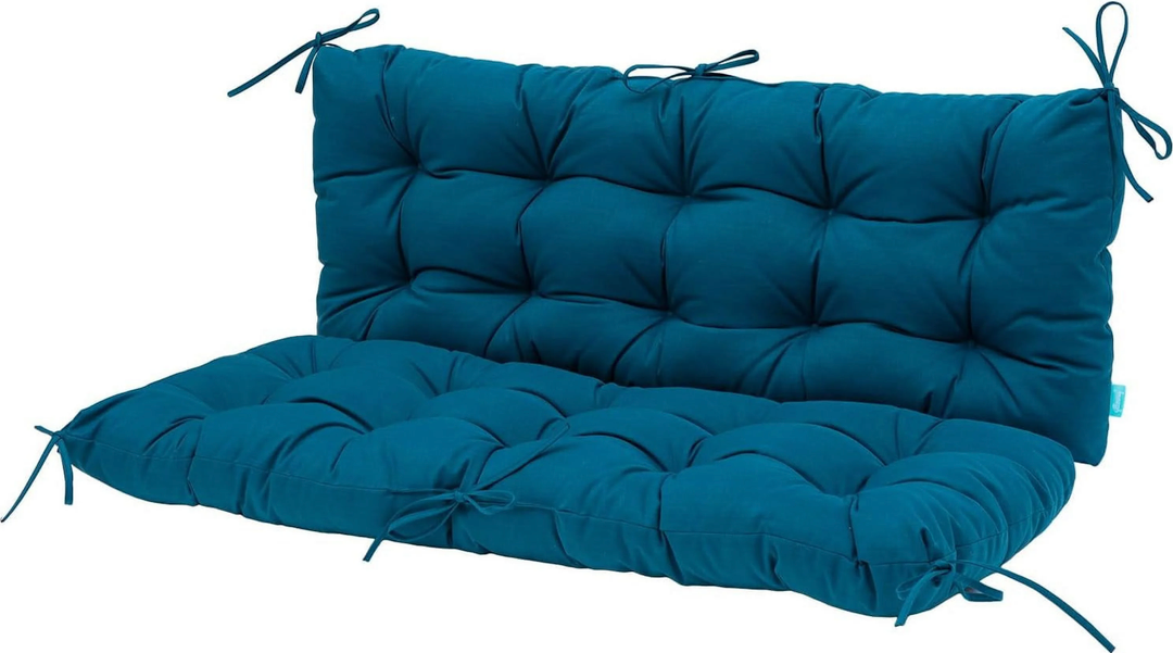 QILLOWAY Outdoor/Indoor Bench Cushion,Porch Swing Replacement Cushions 2-3 Seater Loveseat Chair Pads with Backrest and Ties for Garden Patio Furniture (51inx40in, Teal)
