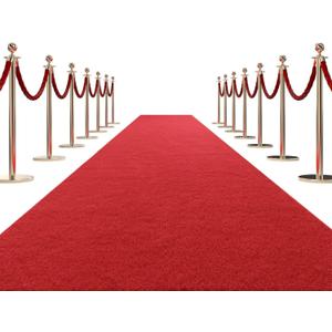 HOMBYS Extra Thick Carpet Runner for Partys & Events, Non-Slip Rubber Backed Aisle Runway Rug for Step, Proposal & Wedding Decorations, Hollywood Oscars Runway (Red, 4x10 Feet)