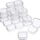 24 Packs Small Clear Plastic Beads Storage Containers Box with Hinged Lid for Storage of Small Items, Crafts, Jewelry, Hardware(1.37 x 1.37 x 0.7 Inches)