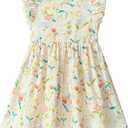 Little Bitty Girls Floral Dress Boho Ruffle Sleeveless Dresses Pleated Casual Swing Beach Sundress for Kids 2-7 Years (3-4T)