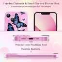 2 x Clear Case Compatible with iPhone 13, Cute Butterfly Print Protective Cover for Girls Women, Slim Soft TPU Four Corners Shockproof Case for iPhone 13 - Blue Butterfly
